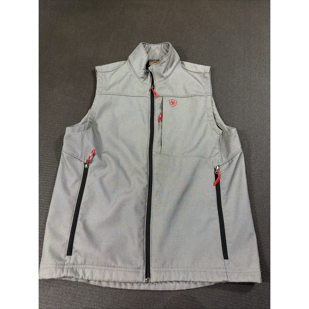 Ariat Vernon 2.0 Softshell Vest Full Zip Sleeveless Outdoor Gray Red Mens Medium